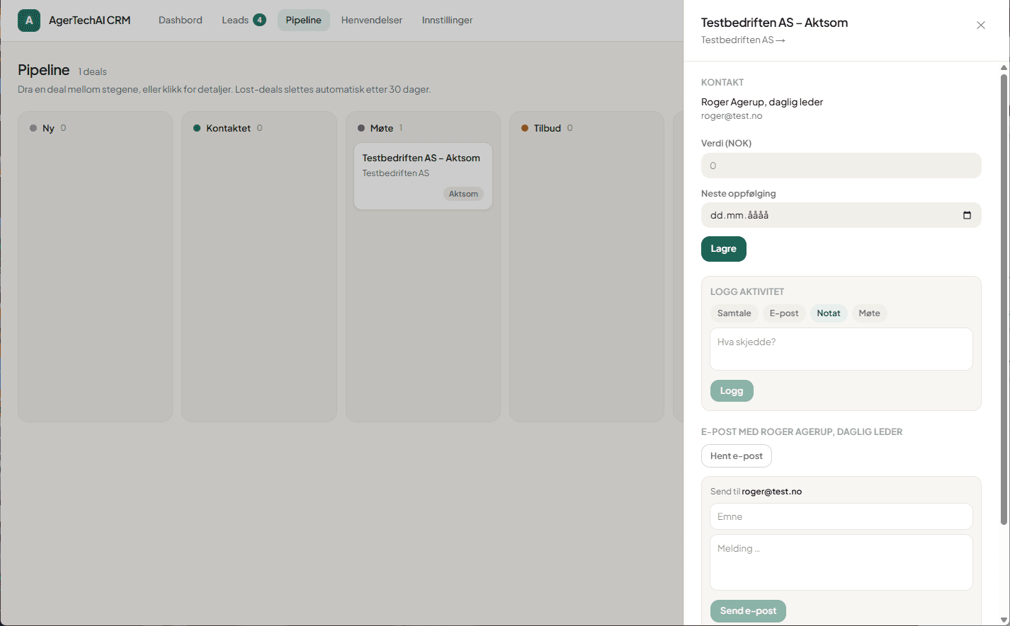 CRM – skjermbilde